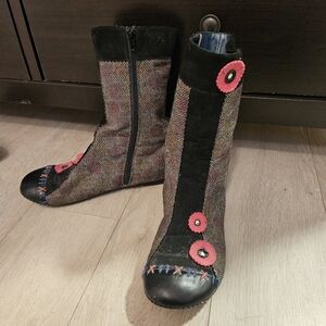 Killah Boots Shoes Womens Size 11 Floral Stitching Unique Floral Zipper Boho